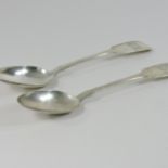 A pair of Victorian Scottish silver fiddle pattern table spoons, Edinburgh 1850,