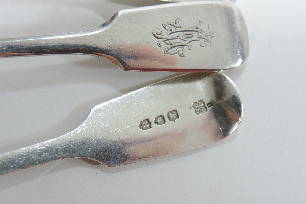 A set of four Victorian fiddle pattern dessert spoons, London 1893, - Image 10 of 12