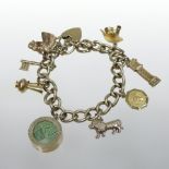 A 9 carat gold charm bracelet,