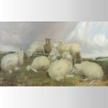 Charles Jones, RCA, (1836-1892), landscape with sheep, oil on canvas,