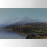 Scottish school, (19th century), mountain loch with cattle grazing, watercolour,