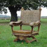 A mid 20th century Parker Knoll velvet upholstered throne chair, of large proportions,