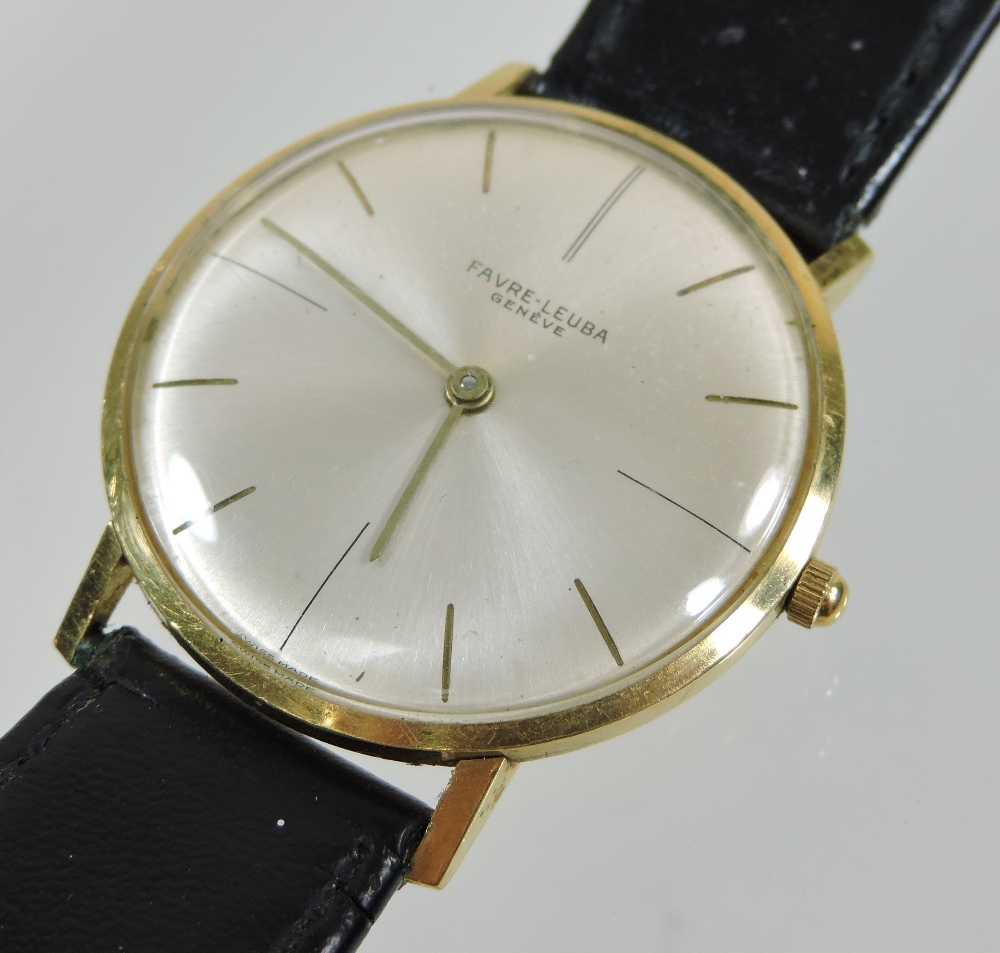 An 18 carat gold cased Faure Libra gentleman's wristwatch, the signed dial with baton hours, - Image 3 of 6