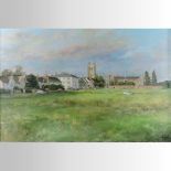 Clive Madgwick RBA *ARR, (1934-2005) Evening Light Long Melford Green, signed oil on canvas,