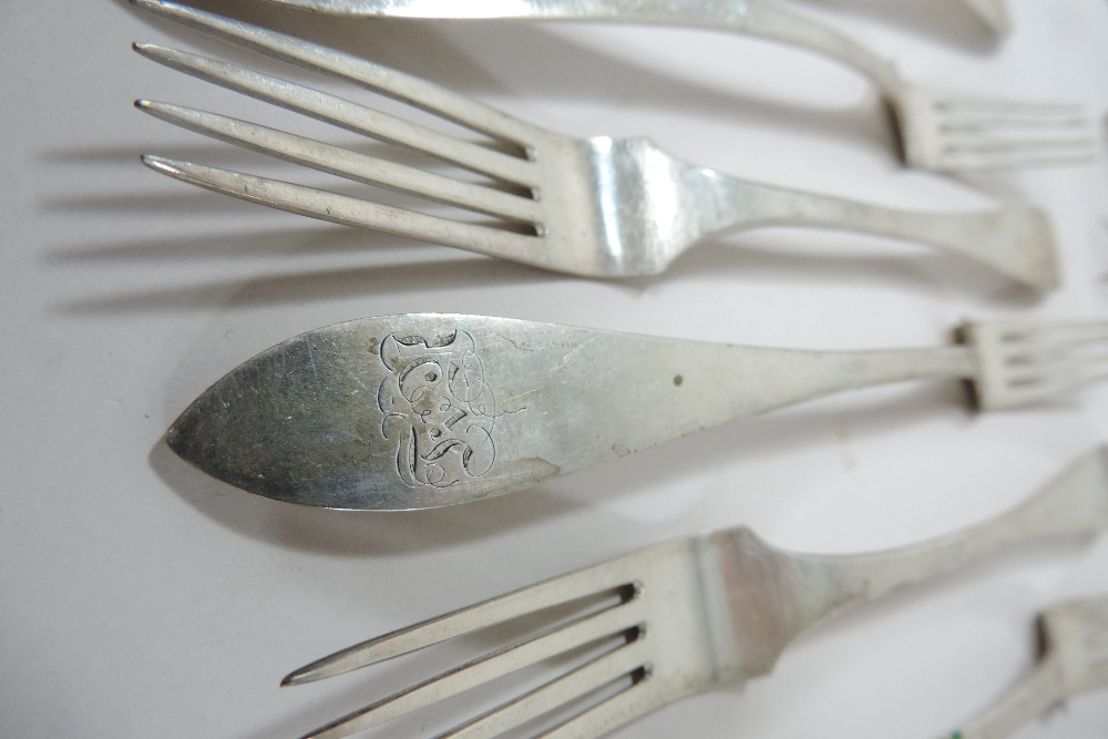 A set of four Victorian fiddle pattern dessert spoons, London 1893, - Image 6 of 12