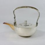 An early 20th century oriental white metal teapot and cover, of compressed circular shape,