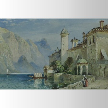 William Collingwood Smith, (1815-1887), Lake Orta, signed watercolour, 19 x 29cm,