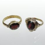 A Victorian 22 carat gold and garnet set ring, London 1871,