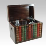 A walnut decanter box, in the form of a collection of hardback books,