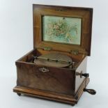 A 19th century German walnut cased symphonium, of casket form with a hinged lid,