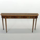 A 19th century style walnut and crossbanded bow front side table,