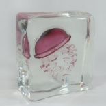 After Gino Cenedese, a Murano glass aquarium block, clear glass with polychromatic inclusions,
