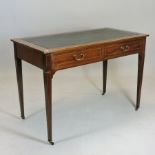 A 19th century mahogany writing table, with a green leather inset writing surface,