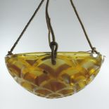 A Rene Lalique amber glass Rinceaux pattern plaffonier, designed circa 1925,