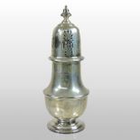 An early 20th century silver sugar caster, of baluster shape, Sheffield 1934,