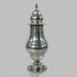 A large early 20th century silver sugar caster, of baluster shape,