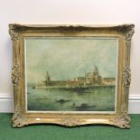 English school, 20th century, Venetian scene, oil on canvas,