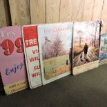 A collection of five various painted metal signs,