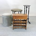A Victorian jardiniere stand, together with a circular stool,