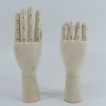 A pair of wooden artist's model hands,