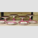 A Victorian porcelain dessert service, comprising four comports and various plates,