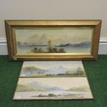 Edwin Earp, 1851-1945, lakeland scene, watercolour, 18 x 55cm,