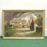 W F Richards, (F E Jamieson), village scene, signed oil on canvas,