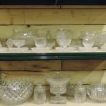 Two shelves of 19th century cut glass and crystal,