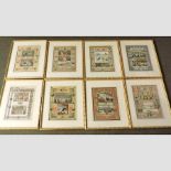 A set of eight 19th century coloured engravings, of Queen Victoria,