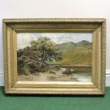 J Watson, 19th century, mountainous lakeland scene, signed oil on canvas, dated 1885,