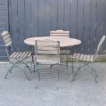 A folding teak garden table, 110cm,