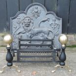 A 19th century style cast iron fire back,