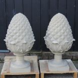 A pair of Haddon stone pineapple finials, Ham House style, of large proportions,