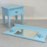 A blue painted side table, containing a single drawer, 70cm,