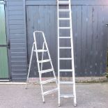 An aluminium extending ladder,