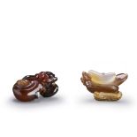 TWO CHINESE AGATE CARVINGS