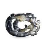 A CHINESE WHITE JADE DOUBLE-CHI-DRAGON PENDANT