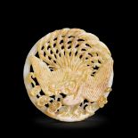 A CHINESE WHITE JADE PHOENIX CIRCULAR ORNAMENT