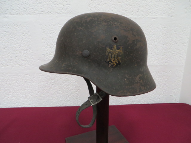 German Third Reich Kriegsmarine Naval M1940 Steel Helmet khaki green painted rolled edge steel