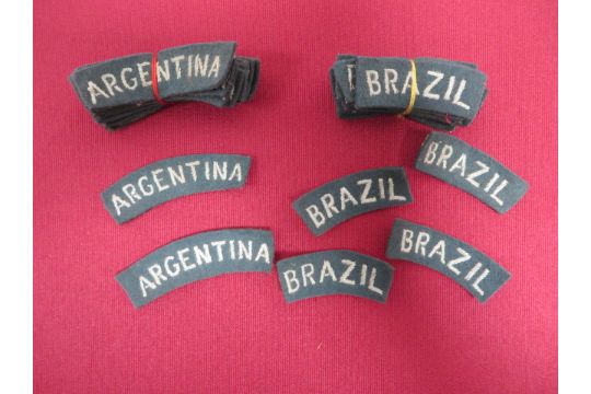 30 x Royal Air Force Nationality Titles consisting 14 x light blue 'Argentina' on light blue backing