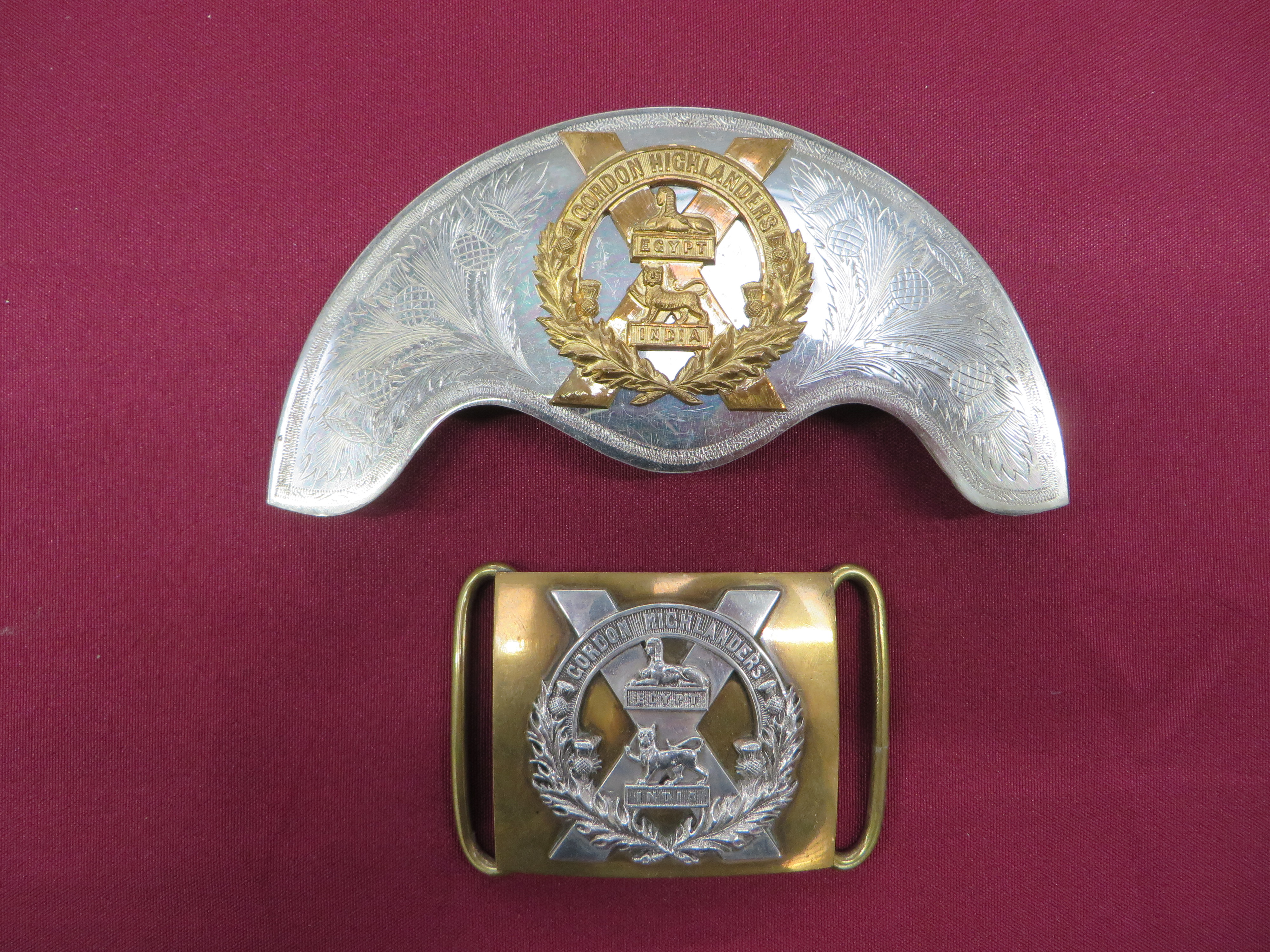 Gordon Highlanders Sporran Cantle and Belt Buckle