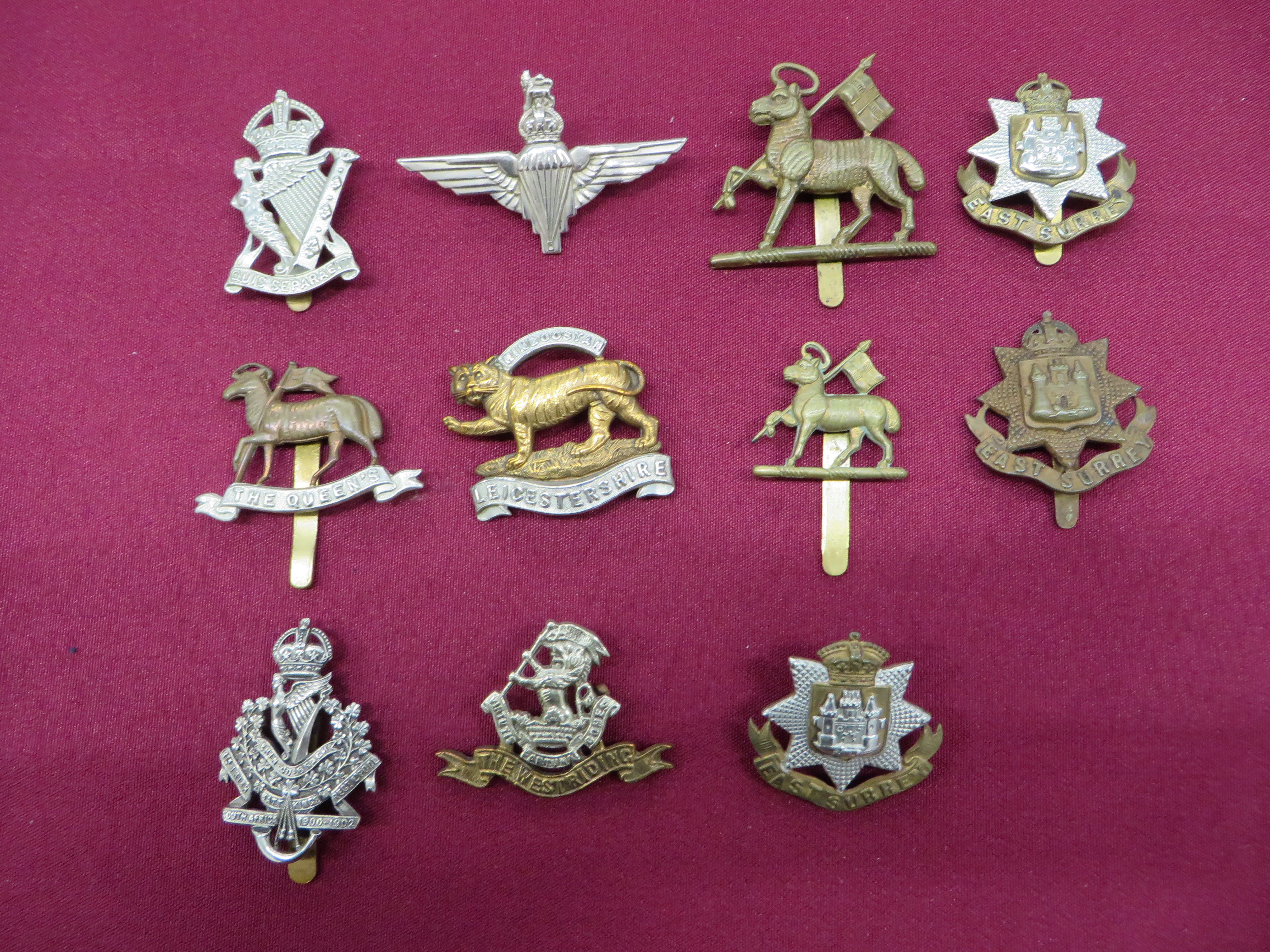 Selection of Various Cap Badges Including Infantry and Victorian