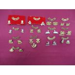Good Selection of Infantry Collar Badge Pairs and Matching Shoulder Titles