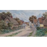 Edgar Thomas Wood (British, 1860-1935), Figures in a village lanewatercolour6.5 x 11.5in. (11.75 x