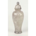 A fine Chinese pale lilac jade lided vase in the Qianlong style, of baluster form with fine relief