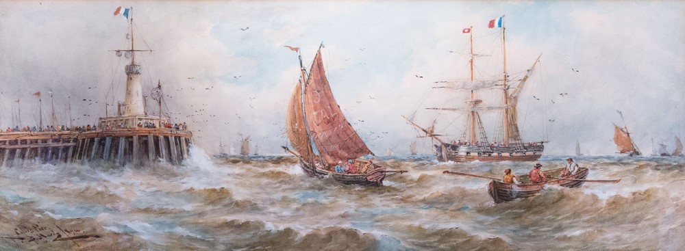 Thomas Bush Hardy (1842-1897), Calais PierWatercolour, signed and dated for 18949.5 x 26.5in.(24 x