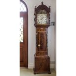 A North Country longcase clock by J.Parker, Hull,, raised painted dial (restored) with roman