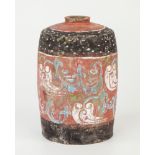 A Chinese Han style painted pottery jar, with stylised decoration, 6¾in. (17.2cm.) high, 4¼in. (10.
