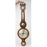 Regency inlaid mahogany wheel barometer, by H. Cattaneo, York, swan neck pediment, separated