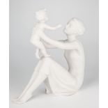 A Kaiser bisque porcelain figure of a mother and child, signed by G Bochmann on underside, no.398,